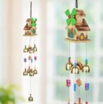 Kuber Industries Feng Shui Wind Chimes for Balcony, Living Room and Bedroom | Wind Chimes for Home Positive Energy | Hanging Bells for Home Decoration | Golden