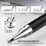 Gizga Essentials 2 in 1 Universal Stylus Pen for All Touchscreen Devices| Fine Point Disc Tip & Soft Rubber Tip Touch Pen for iPad/Pro/Air/mini, iPhone, iOS/Android, Tablets, Smartphones, (Black) [AA1102/243] - Image 3