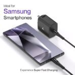 Ambrane Original 25W Charger Adapter with Type C to C Cable, Fast Charger Compatible with Iphone 17,16 Samsung Galaxy A15/M35/A35/A55/M05/M15/F15/M55/M34/M14/F34/F14/F54/A14/S23/S24/S25/ Fold/Flip/Tab (AA1102/4) - Image 4
