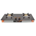 Vidiem Air Plus 2 Burner Gas Stove | Frameless 8mm Toughened Glass Cooktop | Manual Ignition | Heavy Duty Brass Burners | Lifetime Glass Warranty
