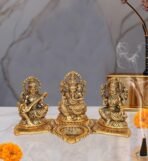 Amazon Brand - Umi Metal Ganesha Lakshmi and Saraswati Idol Metal Sculpture Seated On Peacock Throne Golden Height 4.0 Inches Width 7.5 Inches Medium(AA1103/107) - Image 4