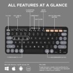 Amkette New and Improved Optimus BT 4 in 1 Multi Device Wireless Keyboard/Bluetooth Keyboard | One Click Device Switching and AI Access for Windows, MacOs, Android and iOS, Dual OS Layout (Black) - Image 6