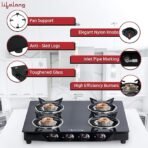 Lifelong Glass Top Gas Stove, 4 Burner Gas Stove, Black (ISI Certified,1 year warranty with Doorstep Service)  (AA1104/182) - Image 2