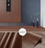 wolpin Wood Door Wallpaper 45x300CM  &  45x1200CM (Mahogany Brown & Black Brown) | DIY Self Adhesive Vinyl for Door Furniture Almirah Table Top Wardrobe | PVC Shelf Liner Contact Paper for Home Décor Kitchen Cupboard (AA1102/50) - Image 4