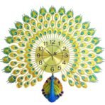 Metal Peacock Decorative Luxury Farmhouse Birds Theme Analog Wall Clock (Peacock_Wall_Clock_32,15Wx105Lx17H Inches, Multicolour) (AA1104/207)