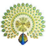 Metal Peacock Decorative Luxury Farmhouse Birds Theme Analog Wall Clock (Peacock_Wall_Clock_32,15Wx105Lx17H Inches, Multicolour) (AA1104/207)