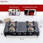Lifelong Glass Top Gas Stove, 4 Burner Gas Stove, Black (ISI Certified,1 year warranty with Doorstep Service)  (AA1104/182) - Image 4