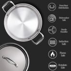 MILTON Pro Cook Triply Stainless Steel 7 Pcs Cookware Set, Kadai with Lid (20cm/2.1L), Casserole with Lid (20cm/3L), Fry Pan (20cm/1.1L), Saucepan & Lids (16cm/1.4L), Induction & Gas Compatible[aa1098] - Image 2