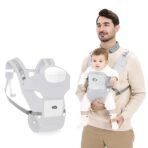 Kids Station Baby Carrier with 6 Carry Positions, Patented Design, Baby Carrier made up of Cotton, Designed for Indian Environment, Adjustable New-Born to Toddler Carrier, Max Weight Up to 15 Kgs (Grey, Cuddle Times) (AA1102/88)