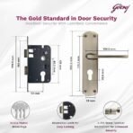 Godrej Mortise Lock I Handle Set 1CK EM02 I 6-Lever Lock I 3 Keys I Double Throw I 5" Handle I Left/Right Handed Door Operation| for Office & Internal Doors | Antique Brass Finish I 5 Year Warranty[AA1100/40] - Image 4