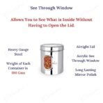 Ebun Stainless Steel See Through Small Containers | Small Containers with Capacity 350 Grams | Pack of 6 Pcs Combo, Silver [AA1100/13] - Image 4