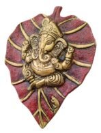 Trendy Crafts Metal Lord Ganesha on Leaf Wall Hanging | Spiritual Hindu Wall Décor Art | Sacred Blessing for Home Entrance, Puja & Office | Durable Metal Craft (Mahroon)(AA1103/135) - Image 4