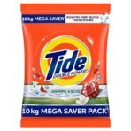 Tide Plus Detergent Washing Powder - 10kg Mega Saver Pack | Jasmine & Rose Fragrance | Removes deep-seated Oil, Gravy, Tea Stains | World's No. 1 Detergent Brand