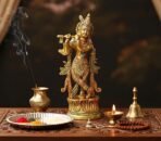 StonKraft - Brass Krishna Murti Idol Statue Sculpture, 10.5 cm - Image 3