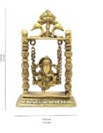 Two Moustaches 100% Pure Brass Ganesha on Swing Jhoola Showpiece, Brass Ganesha Jhula for Home Decor, Brass Temple Decor, Weight - 1.5 Kg, Standard, Antique Yellow, Pack of 1 - Image 3