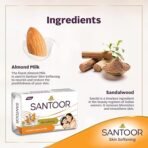 Santoor Skin Softening Sandal & Almond Milk Bathing Soap with Nourishing & Anti-Aging Properties| For Smooth & Soft and Younger-Looking Skin| For All Skin Types| 150g, Pack of 6 - Image 4