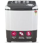 LG 7 Kg 5 Star Wind Jet Dry Semi-Automatic Top Loading Washing Machine (P7020NGAZ, Dark Gray, Rat Away Feature)