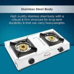 Butterfly Smart 2 Burner Stainless Steel Gas Stove | Manual Ignition | Brass Burners | Skid-proof Legs | 1 Year Manufacturer's Warranty | Grey - Image 2