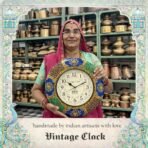 Vintage Clock Large Hand-Painted Varli Design Abstract Wall Clock (Multicolour)(AA1103/177) - Image 4