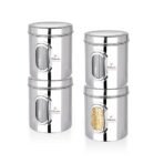 Ebun Heavy Gauge Stainless Steel Multipurpose See Through Containers | Air Tight Canisters for Kitchen Storage | Ubha Dabba | Transparent Vertical Jar | Silver | 2.5 Kgs | Pack of 4 Pcs[AA1100/17] - Image 3
