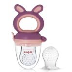 LuvLap Silicone Food/Fruit Nibbler with Extra Mesh, Soft Pacifier/Feeder, Teether for Baby, Infant, Bunny Violet & Pink (AA1102/99)