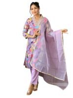 Naixa Women's Wine Rayon Straigth Kurta with Pant and Dupatta Set (NX-501)