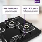 Milton Elite Hob Top Cooktop 4 Burners LPG Gas Stove | Manual Ignition | 8mm Toughened Glass Top | ISI Certified | | 360 Degree Nozzle | Modern Premium Design | 1 Year Manufacturer's Warranty (AA1104/183) - Image 2