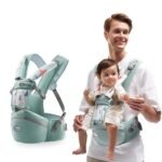 Kids Station Baby Carrier with 4 Carry Positions, Patented Design, Baby Carrier made up of Cotton, Designed for Indian Environment, Adjustable New-Born to Toddler Carrier, Max Weight Up to 15 Kgs (Green & Light Blue & Pink ), (Ergo Baby) (AA1102/87)