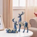 Amazon Basics Creative Resin Golden Reindeer Sculptures | Beautiful Home Decor Handicraft Resin | Elevates Energy of Your Room (Pack of 2, Blue) - Image 4