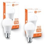 Orient Electric 12W High Glow LED bulb| 180-degree wide beam angle| Voltage surge protection up to 4 kV| 6500K, Cool White| B22d base| Made in India| Pack of 2(AA1103/34)