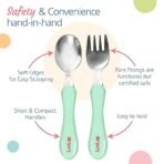 LuvLap Premium Stainless Steel Baby Spoon & Fork Set for Baby Feeding, Stainless Steel Spoonand Fork Set, Food Grade PP Spoon, BPA Free Feeding Spoon for Kids of 12+ Months (Light Blue) - Image 4