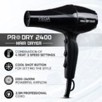 VEGA PROFESSIONAL Pro Dry 2400W Hair Dryer for Salon Professionals and Styling at Home | Cool Shot Button and Combination of 4 Heat & 2 Speed Settings, Black, (VPMHD-03) (AA1104/51) - Image 5