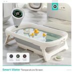 R For Rabbit Bubble Double Smart Baby Bath Tub with Water Temperature Indicator Screen Foldable Baby Bath Tub for Kids of 0 to 3 Years Upto 20 Kgs Weight Capacity (Grey White & Aqua Blue & Aqua Pink) (AA1102/92) - Image 4