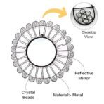 HOSLEY Decorative Modern Designer Round Wall Mirror| Metal Beaded Frame Wall Hanging Mirror| Iron Wall Mounted Mirror Perfect for Living Room Bathroom Bedroom Hall Wall Decor |Black - Image 4