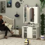 Anikaa Opulex Engineered Wood Dressing Table with Mirror Cabinet, LED Lights, Storage Shelves & Back Panel - Wall Mounted Makeup Vanity & Organizer for Bedroom -(White) DIY Installation (AA1104/224) - Image 2