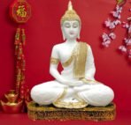 SN Handicrafts Sitting Polystone Home Decor Decoration Buddha Idol Statue Showpiece Gift Gifting Item Buddha Idol Statue Showpiece for Home Decor (White) 1pic - Image 3