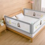 SAFE-O-KID 3 Side Bed Rails (6 Ft/182 cm) with 1-Year Warranty | Bed Railing for Baby Safety |Adjustable Height & Portable | Bed Protector for Baby Falling - Grey (AA1102/89)