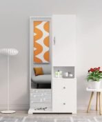 Wooden Dressing Table for Bedroom with 2 Drawer, Mirror and Huge Storage Space | Long Dresser Vanity Table with Mirror (Frosty White) (AA1104/227) - Image 3