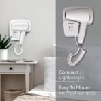 AGARO HD1417 Wall Mounted Hair Dryer 1400W, Electric Wall Mount Hair Dryer, Hotel, Bathroom, Household, Wall Hanging Dryer, White  (AA1104/64) - Image 2