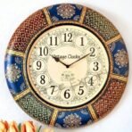 Vintage Clock Large Hand-Painted Varli Design Abstract Wall Clock (Multicolour)(AA1103/177)