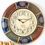 Vintage Clock Large Hand-Painted Varli Design Abstract Wall Clock (Multicolour)(AA1103/177)