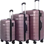 Hard Body Set of 3 Luggage 8 Wheels - ETERNAL Light-Weight & Durable Polycarbonate ROSE GOLD Hard Luggage -Gold [AA1102/273]