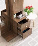 Wooden Dressing Table For Bedroom With 2 Drawer, Mirror And Huge Storage Space | Long Dresser Vanity Table With Mirror (Flower Wenge), Brown (AA1104/222) - Image 3
