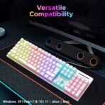 Ant Esports MK3400 Pro V3 Mechanical RGB Gaming Keyboard, 104 Keys-Brown Switch, Multicolour Backlit, Anti-Ghosting, USB Wired, Media Keys, 12 LED Modes, for PC, Mac, Windows, Linux – White[AA1097/73] - Image 2