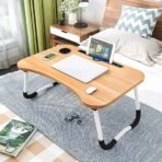 TEKCOOL Study Table Foldable Wooden Laptop Bed Tray Table, Multifunction Lap Tablet Desk with Cup Holder, Perfect for Eating Breakfast, Reading Book, Working, Watching Movie On Bed (AA1104/3) - Image 5