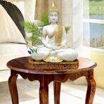 SN Handicrafts Sitting Polystone Home Decor Decoration Buddha Idol Statue Showpiece Gift Gifting Item Buddha Idol Statue Showpiece for Home Decor (White) 1pic - Image 2