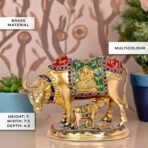 Amazon Brand - Umi Kamadhenu Cow God Idol Religious Sculpture Figurine in Brass (Height 7 Inch)(AA1103/108) - Image 4