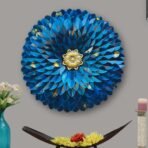pranjals house Rustic Blue Flower Metal Wall Art Frame, Wall Hangings for Home Decoration, Wall Sculpture for Living Room, Wall Hanging Decorative Items for Bedroom (Size: 24X24IN)[AA1100/116] - Image 3