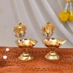 Amazon Brand - Umi Pure Brass Shanku Chakra kuber Diya Diwali Decoration Item for Home Decor - Brass shanku Chakra kuber Diya for puja Room & Office Decor, Living Room, Diwali Festival Gift Item(AA1103/120)