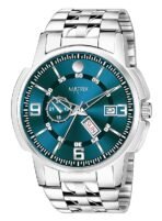 Matrix Black, Blue, White Dial, Day & Date Functioning, Stainless Steel Strap Analog Watch for Men & Women (AA1104/248) - Image 5